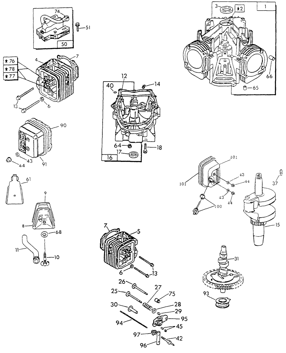 Engine (Part 1) Diagram and Parts List for 9428-5  Generac Generator