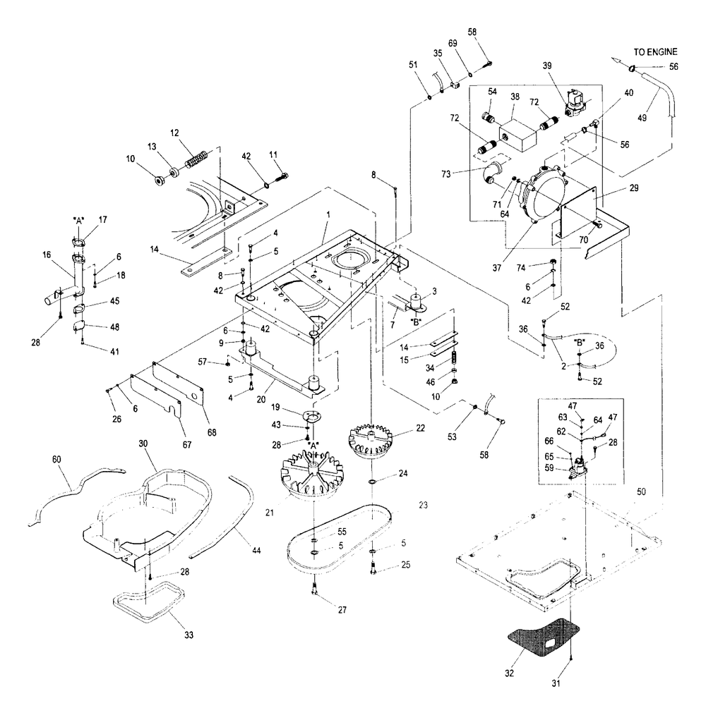 Base And Pulleys Diagram and Parts List for 4164-0  Generac Generator