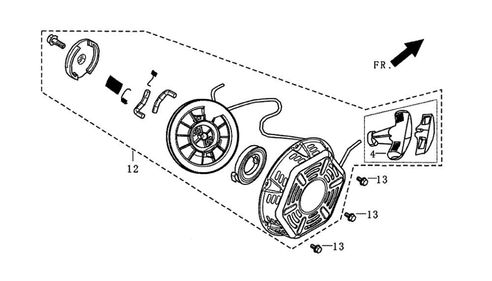 Starter-Recoil Diagram and Parts List for 005939-5  Generac Generator