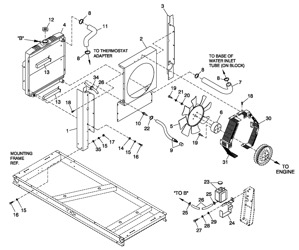 Cooling System 2.5l C1 Diagram and Parts List for 0052150 (4005V04485)(2005) Generac Generator