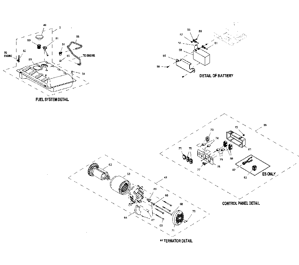 Main sub assy Diagram and Parts List for GP5500-5939-4  Generac Generator