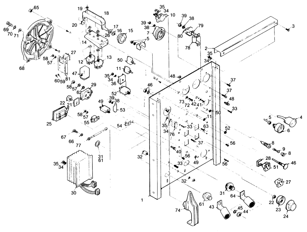 Control Panel Diagram and Parts List for 1008-D  Generac Welder