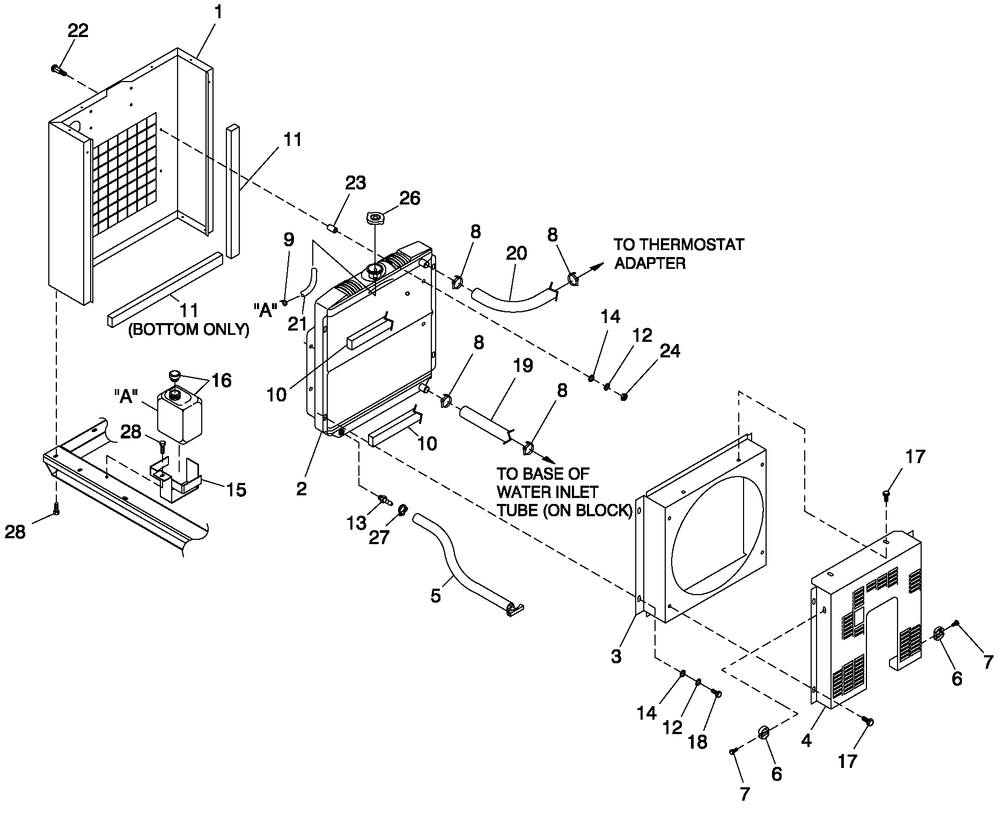 Ev Radiator 1.5l 10-25kw Diagram and Parts List for 0050980 (0605V01554 - 1005V02703)(2005) Generac Generator