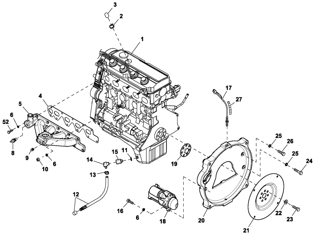 Engine Common Parts 2.4l G2 Tubro Diagram and Parts List for QT06024ANAX (5933492 - 7029215)(2012) Generac Generator
