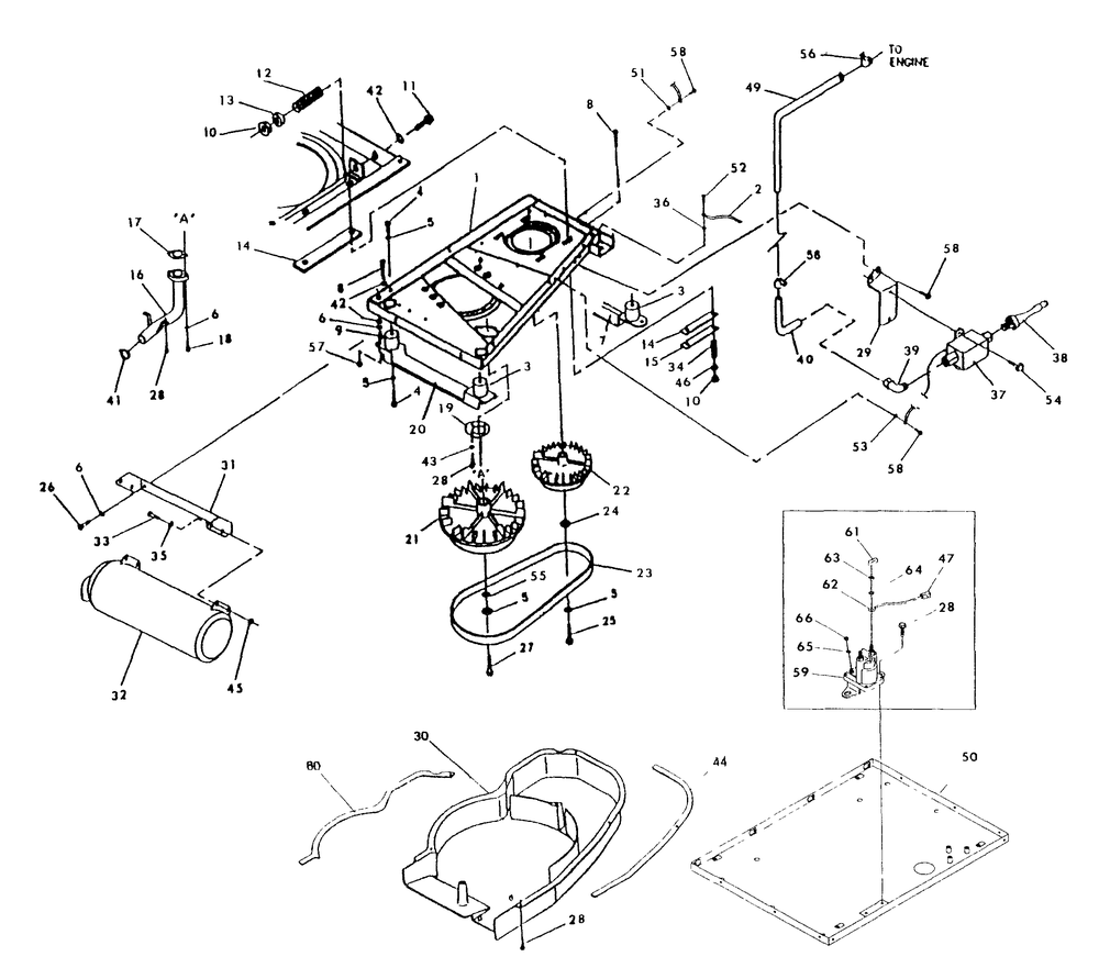 Base And Pulleys Diagram and Parts List for 0862-1  Generac Generator