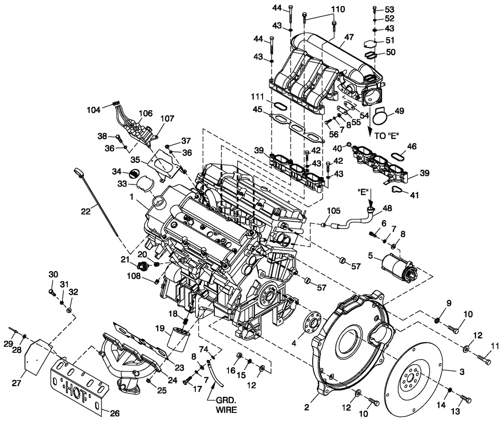 Engine Common Parts 3.0l G14 Diagram and Parts List for ST06030AVSN (4800165 - 4933761)(2007) Generac Generator