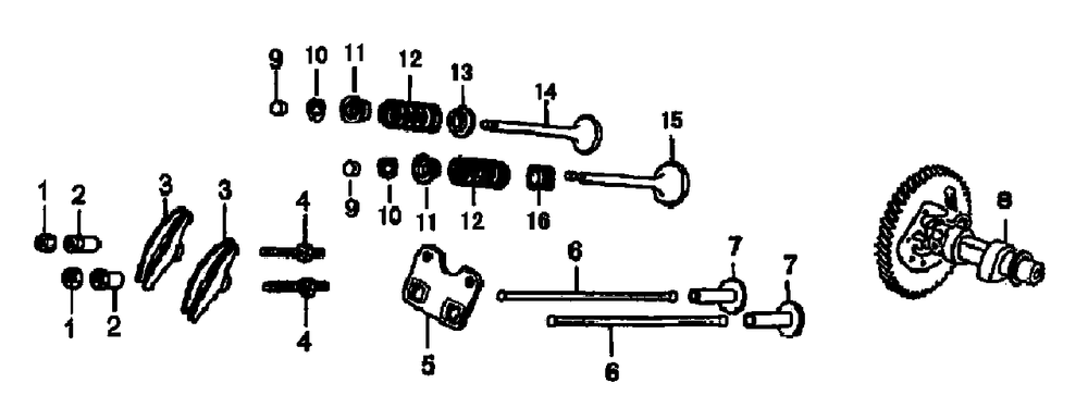 Camshaft Diagram and Parts List for GP5000 (5295363 - 6049936)(2016) Generac Generator
