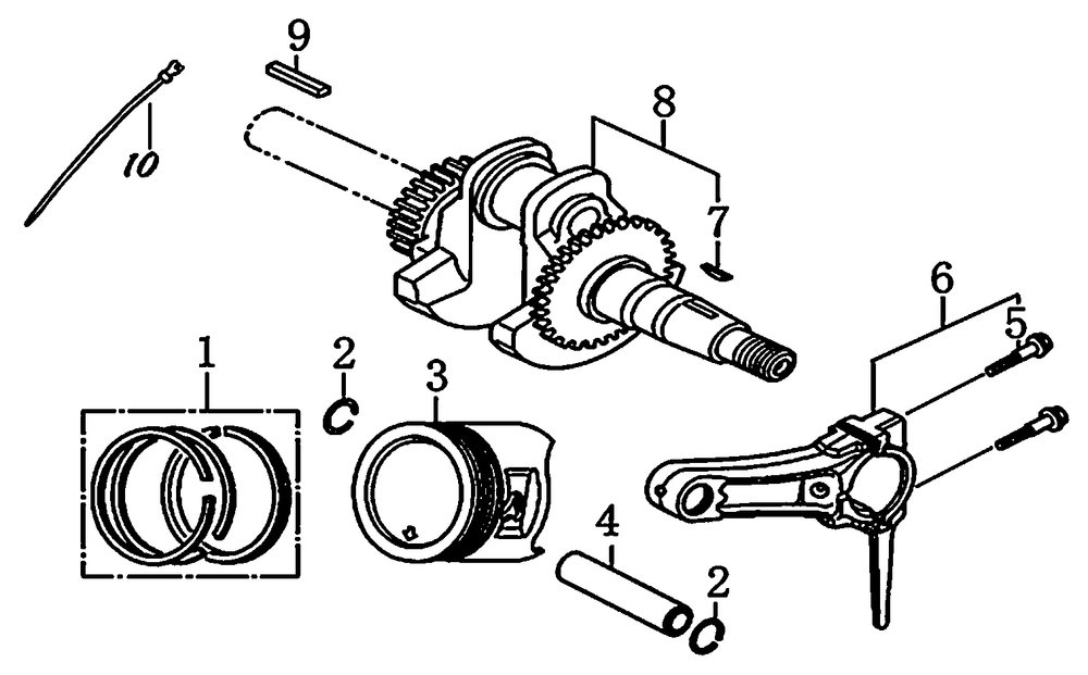 Crankshaft And Piston Diagram and Parts List for 0064120 (7542837 - 8201908)(2013) Generac Generator