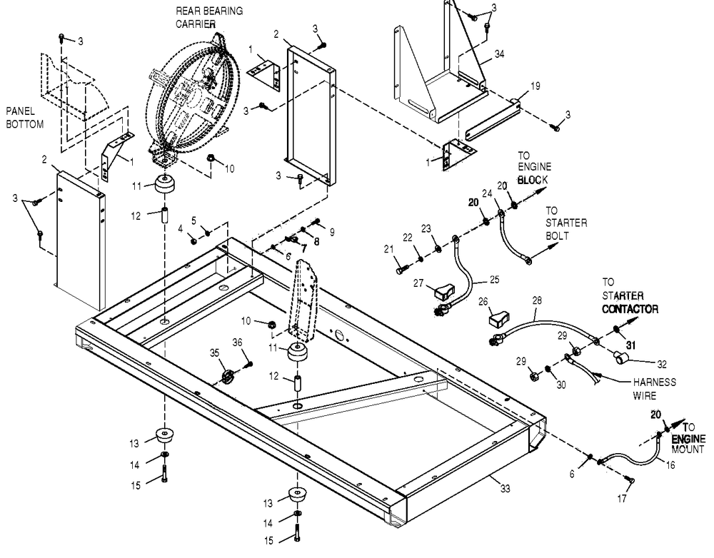 Mounting Base Diagram and Parts List for 0050402 (4059474 - 4208341)(2014) Generac Generator