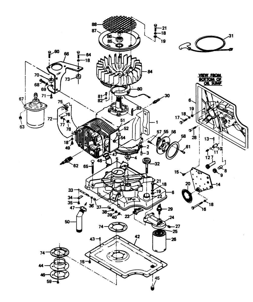 Engine Parts Diagram and Parts List for 6612-0  Generac Generator