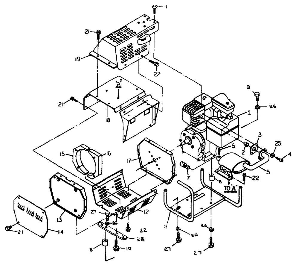Sheet Metal No. 65132 Diagram and Parts List for G2450 (8750-1)(8750-1) Generac Generator