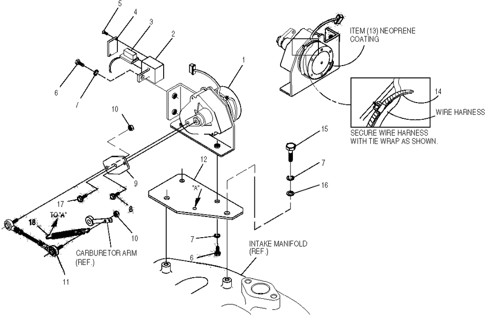 Governor Assembly Diagram and Parts List for 0049132 (3797302 - 3797704)(2003) Generac Generator