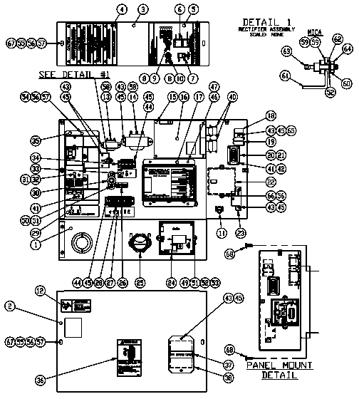 Ev Control Panel 120/240 150-200 Diagram and Parts List for 0050120 (3844420)(2004) Generac Generator