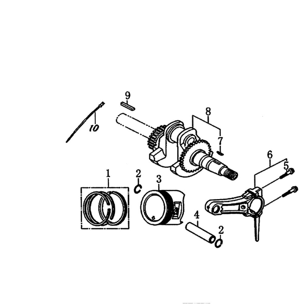 Crankshaft/Piston Diagram and Parts List for 006412-0  Generac Pressure Washer
