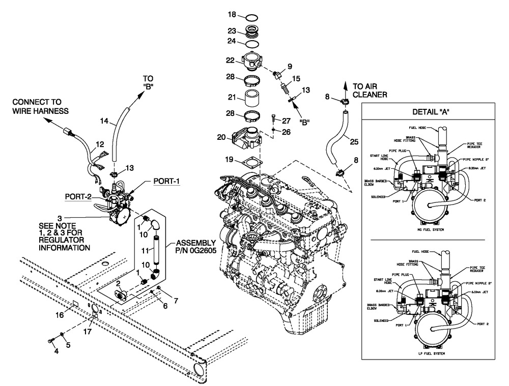 Muffler Exhaust 2.4l G2 Emissions Diagram and Parts List for 0053400 (4828205 - 4838659)(2007) Generac Generator
