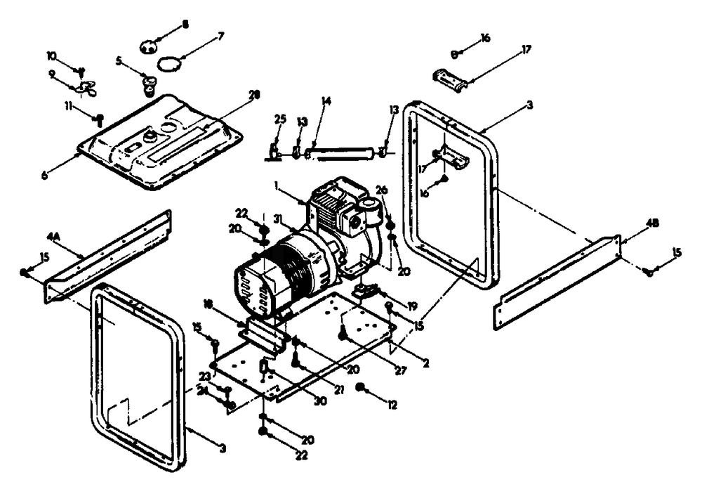 Mounting Base Diagram and Parts List for L4003 (9063-1)(9063-1) Generac Generator
