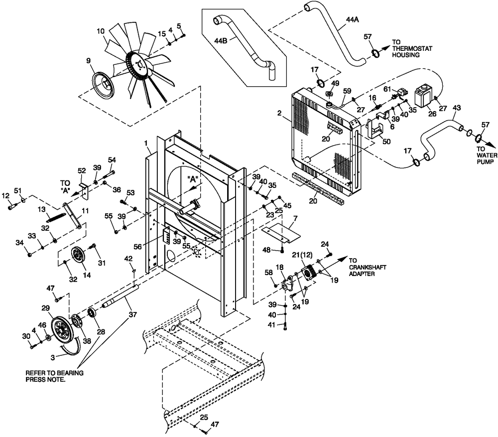 C2 Cooling Sytem And Fan Drive Diagram and Parts List for QT02524ANSN (4784321 - 4814098)(2007) Generac Generator