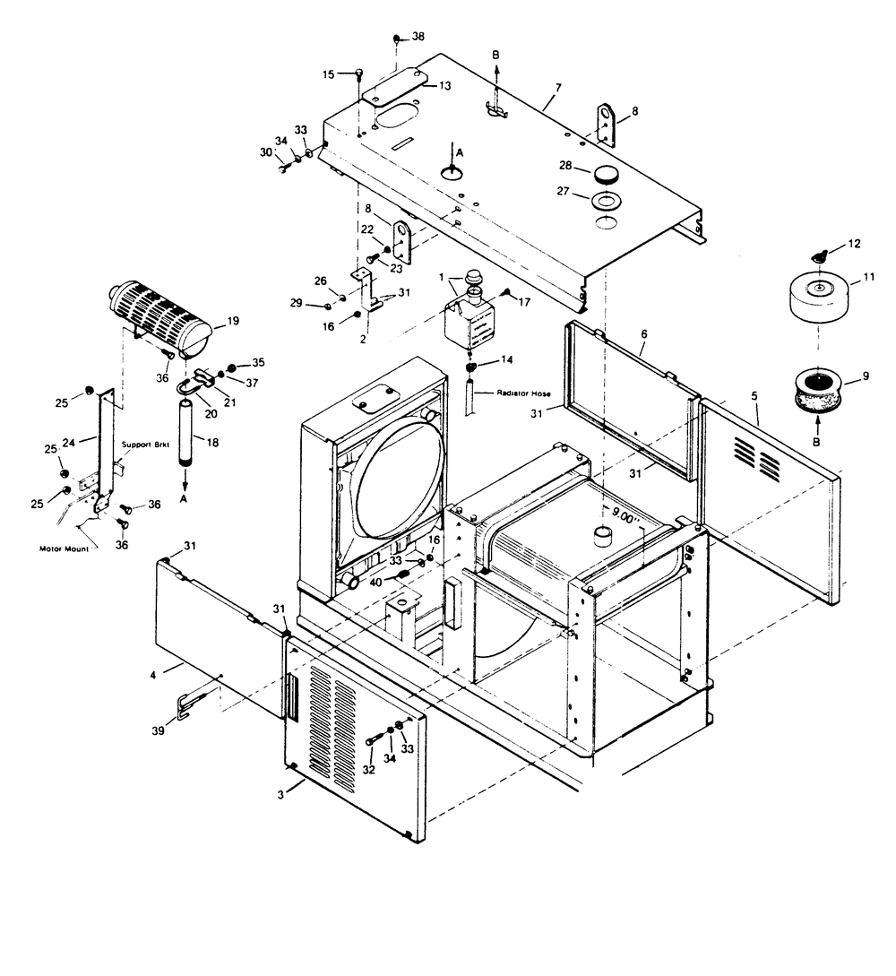 Compartment Exterior Diagram and Parts List for 1012-A  Generac Welder