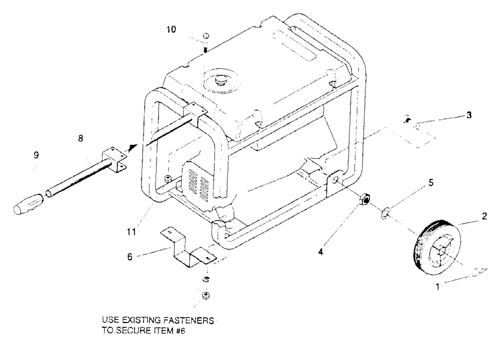 Wheel Kit Assembly (10/95) Diagram and Parts List for SVP5000 (9870-0)(9870-0) Generac Generator