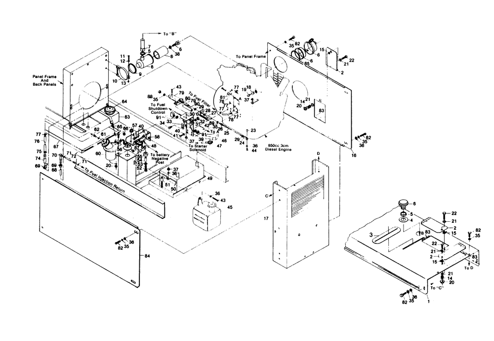 Engine Accessories (Left Hand Side) Diagram and Parts List for 1008-D  Generac Welder