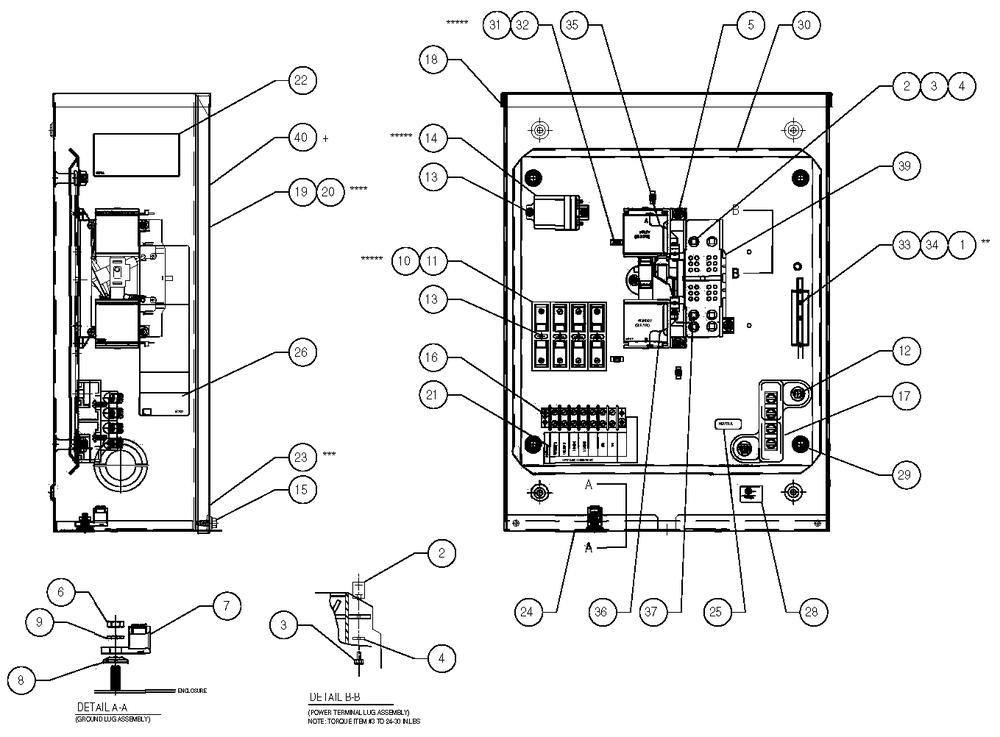 100a Transfer Switch Assembly Diagram and Parts List for 0051040 (0505V01168)(2005) Generac Generator