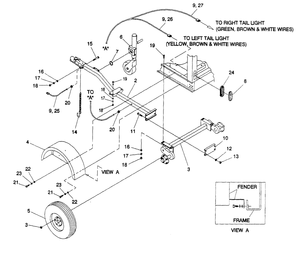 Trailer Diagram and Parts List for 4058-0  Generac Generator