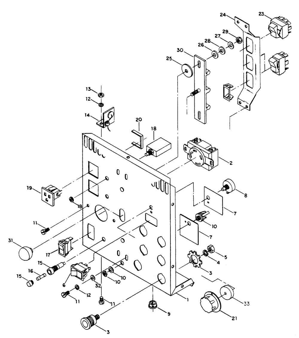 Control Panel Assembly Diagram and Parts List for 6959-1  Generac Welder