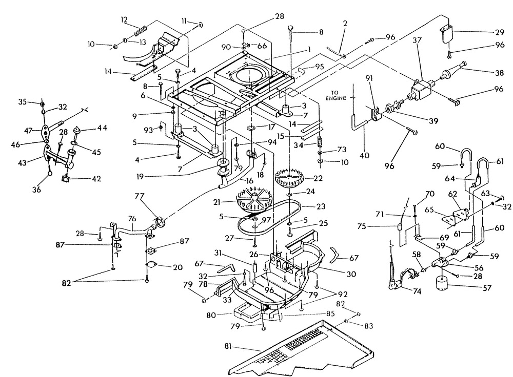 Base And Pulleys Diagram and Parts List for 9600-3  Generac Generator