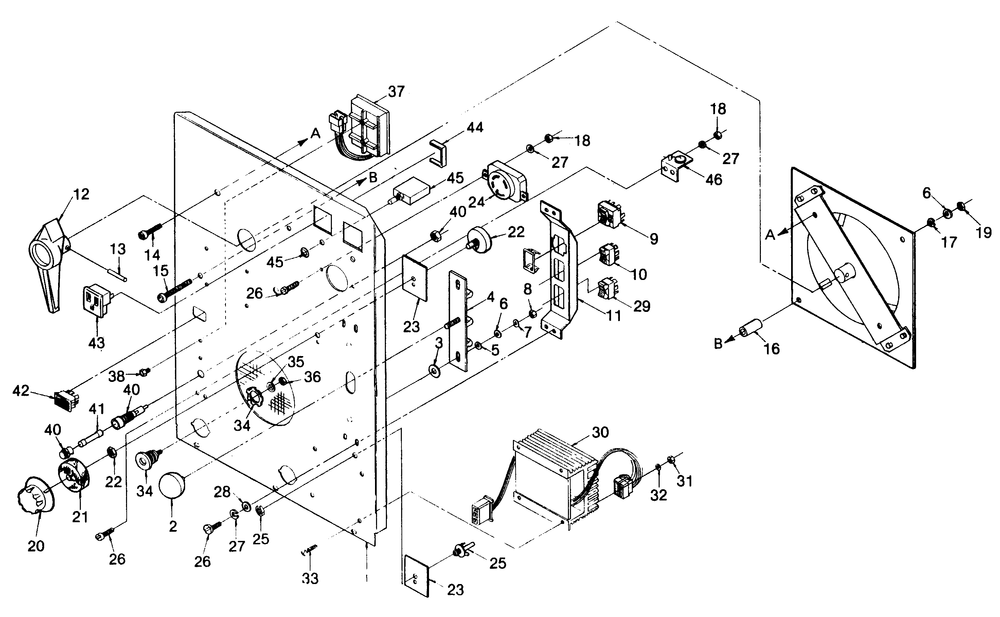 Control Panel Diagram and Parts List for 8338-1  Generac Welder