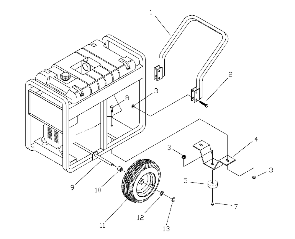 Wheel Kit Diagram and Parts List for 6500GCX (1788-0)(1788-0) Generac Generator