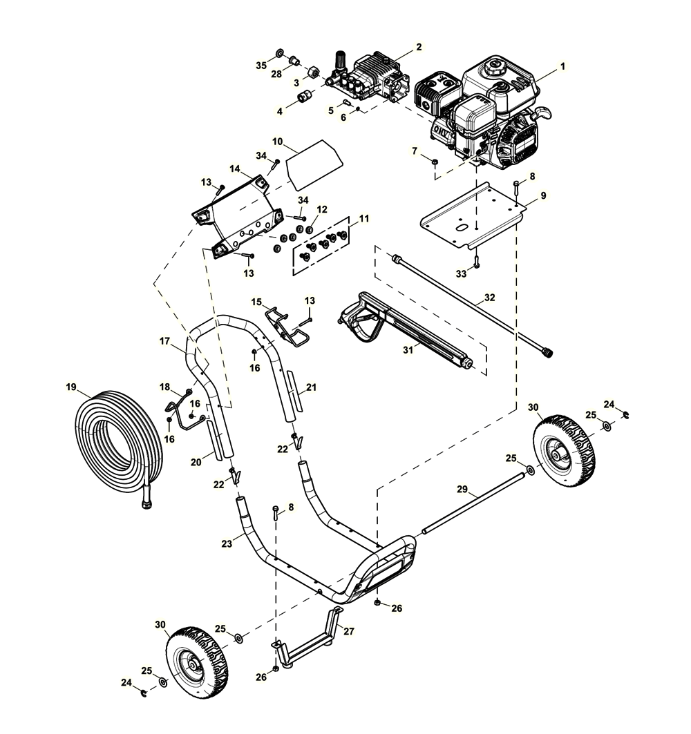 Fig-0 Diagram and Parts List for G0069240  Generac Pressure Washer