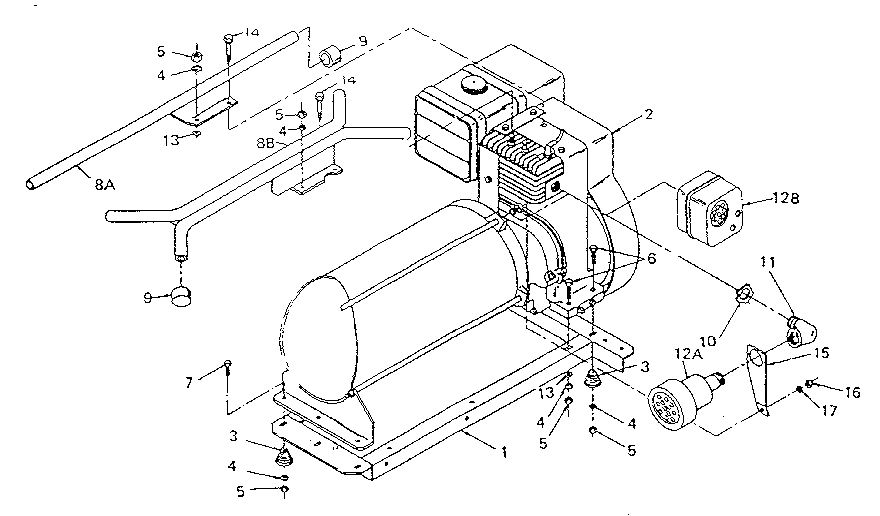 Mounting Base And Handle Diagram and Parts List for 8798-0  Generac Generator