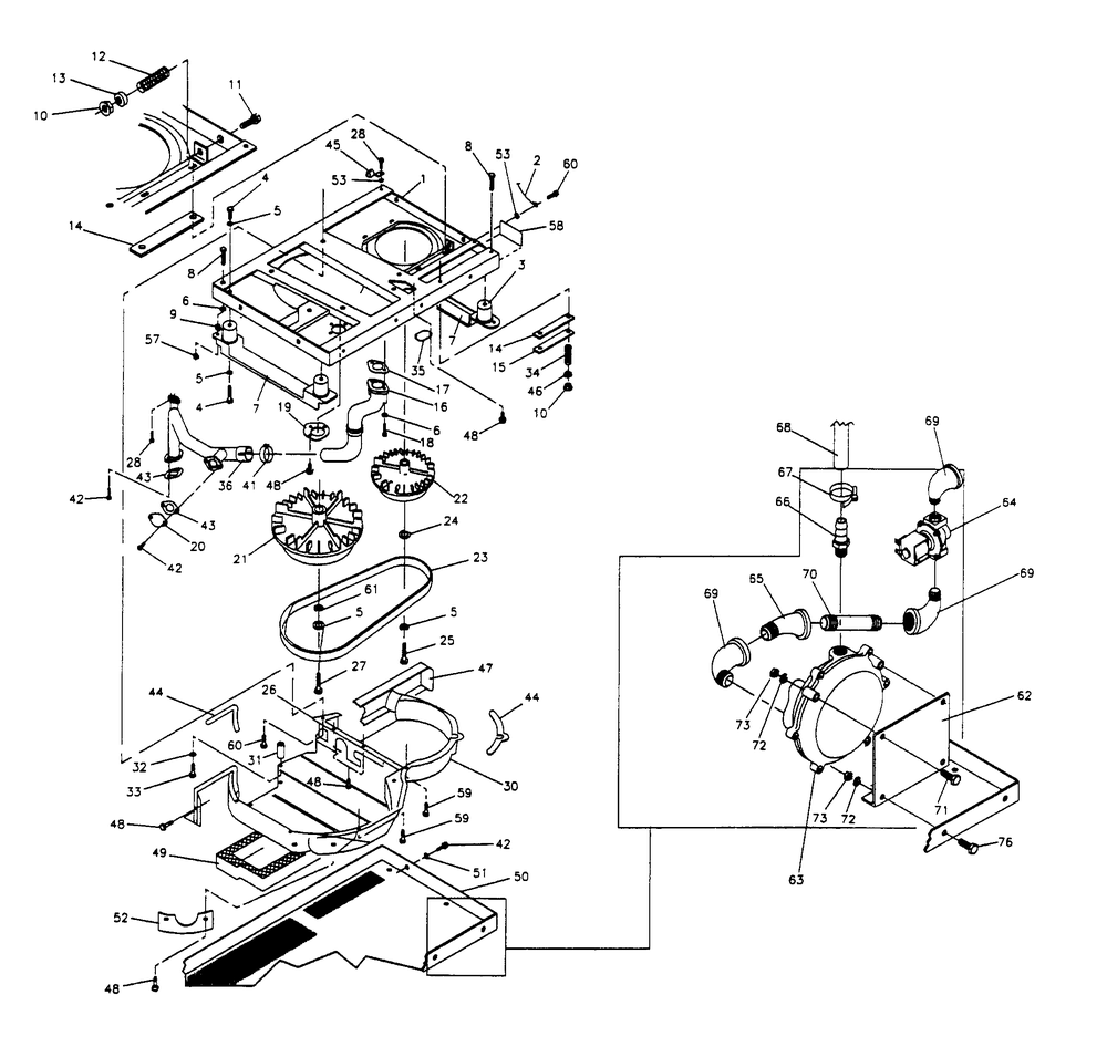 Base And Pulleys Diagram and Parts List for 0919-1  Generac Generator