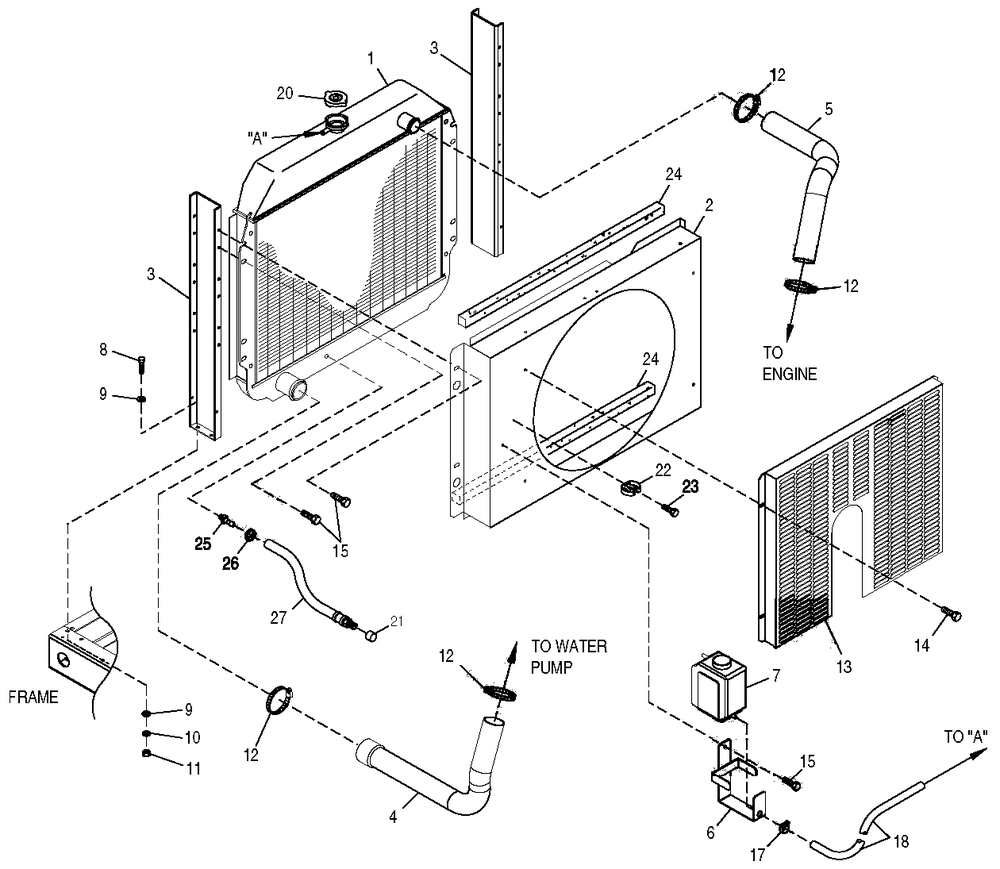 Radiator Diagram and Parts List for 0049881 (3997157 - 4169664)(2005) Generac Generator