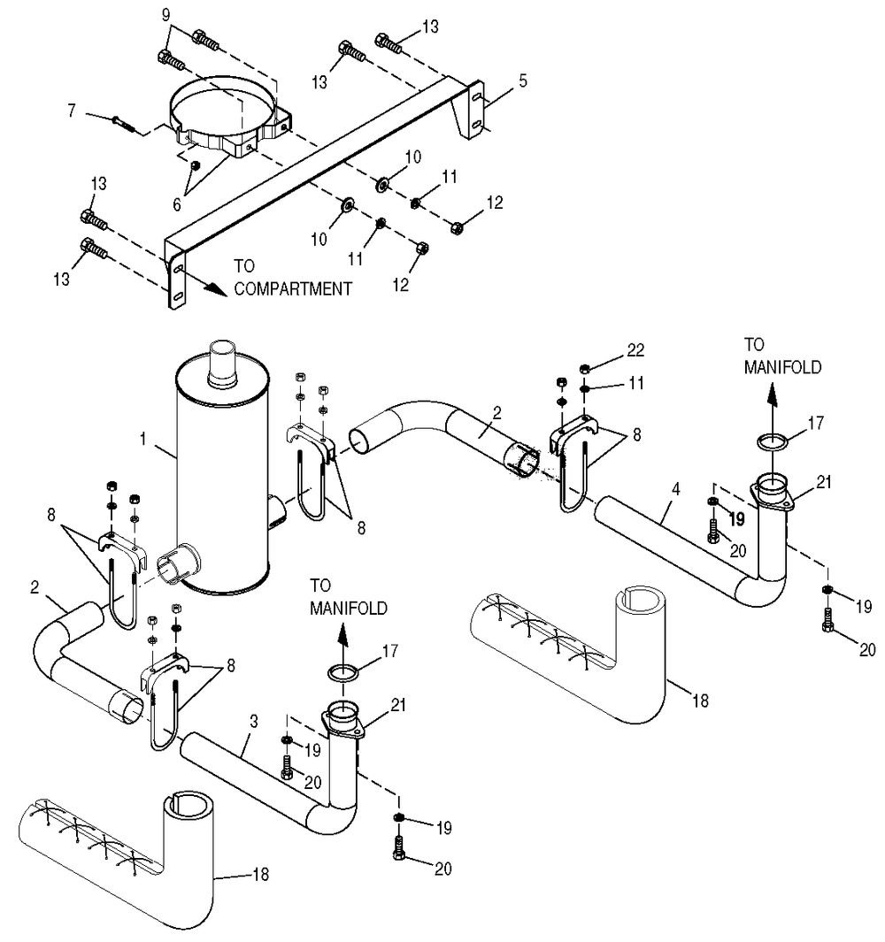 Muffler Diagram and Parts List for 0049480 (3770323 - 3776820)(2003) Generac Generator