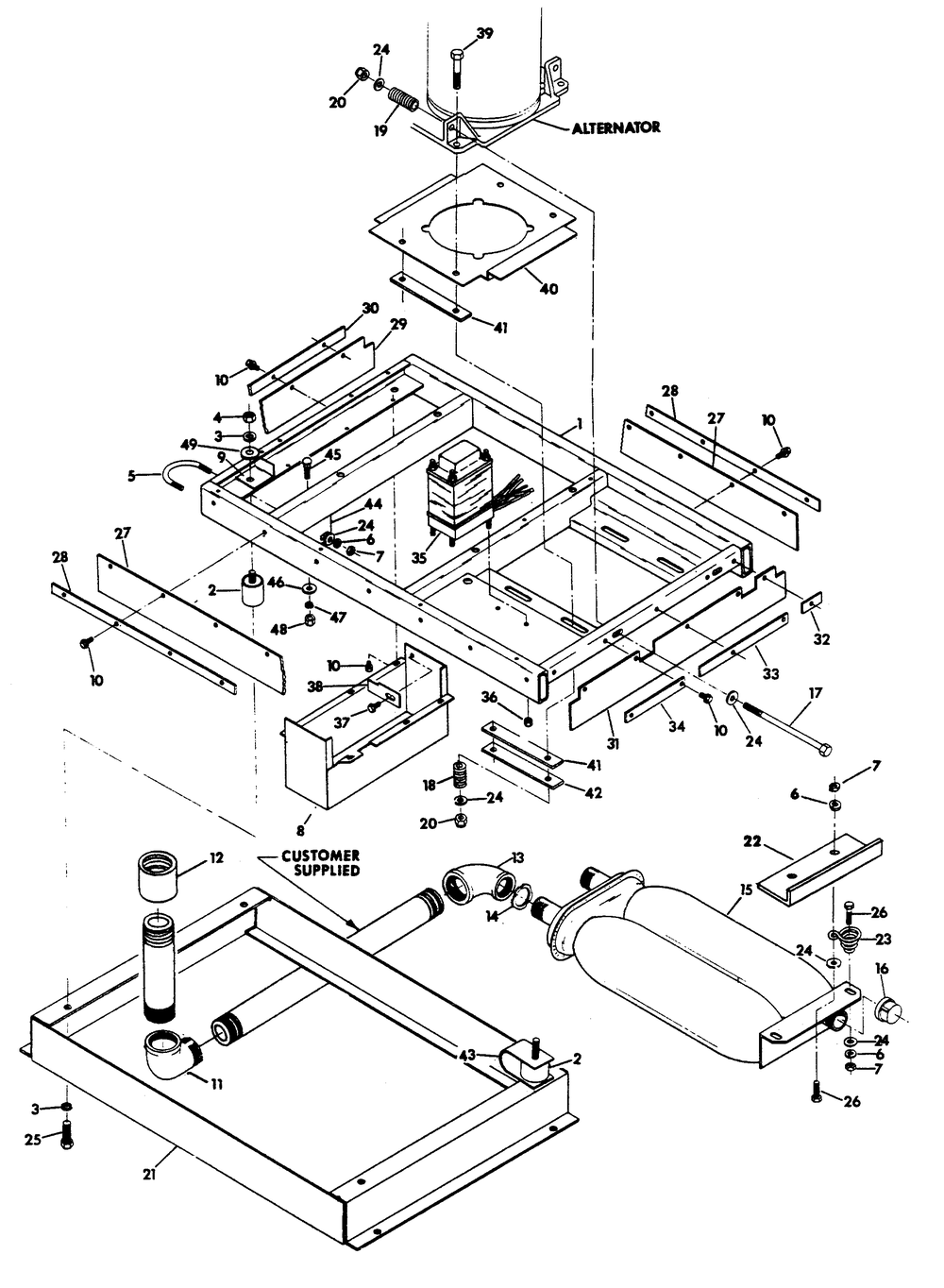 Mounting Base Diagram and Parts List for 6246-0  Generac Generator