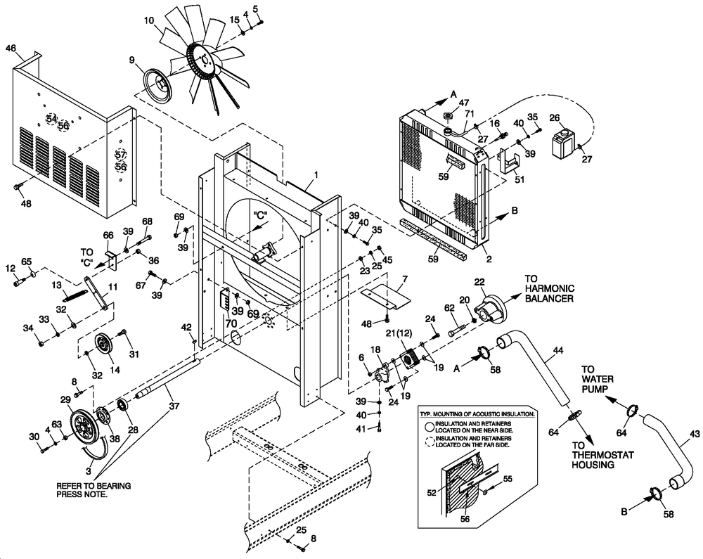 Cooling Package 3.0l G14 Diagram and Parts List for CT06030ANAN (1907V23210 - 4807V25565)(2007) Generac Generator