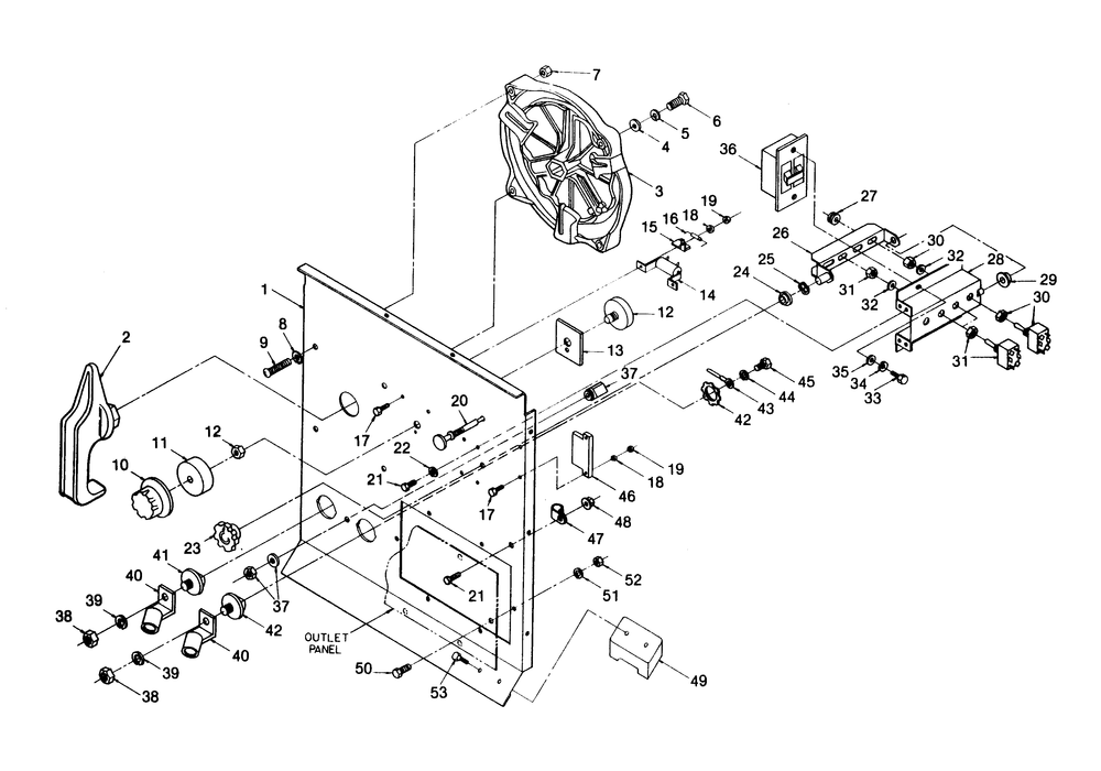 Welder Control Panel Diagram and Parts List for 1013-A  Generac Welder