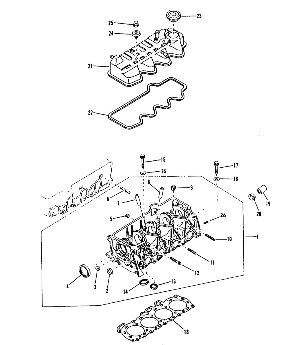 Cylinder Head And Rocker Cover Diagram and Parts List for 9382-0  Generac Generator