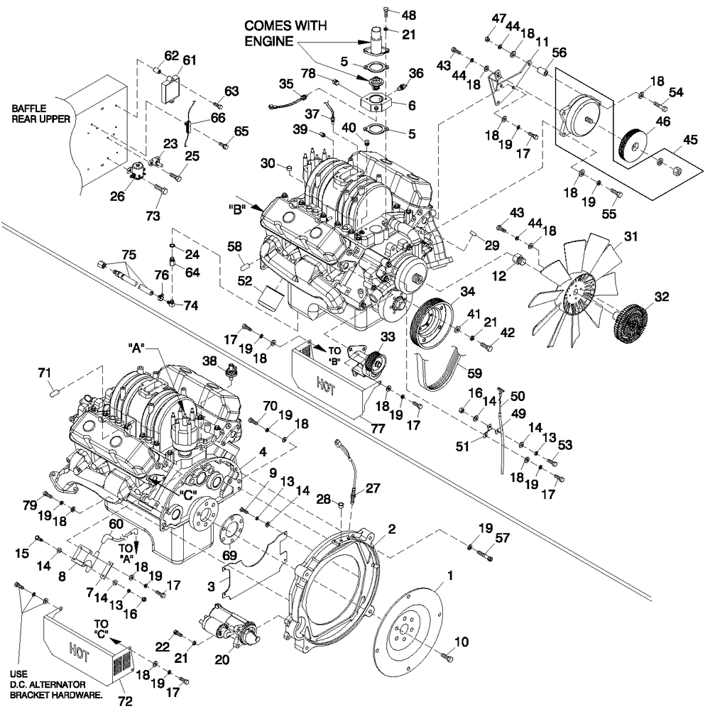 Engine Diagram and Parts List for 0051060 (0505V01166)(2005) Generac Generator