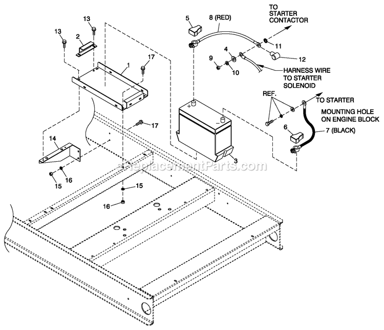 Ev Battery 27f Gb 5.4l And 6.8l Diagram and Parts List for QT05554KNSNA (6654325)(2011) Generac Generator