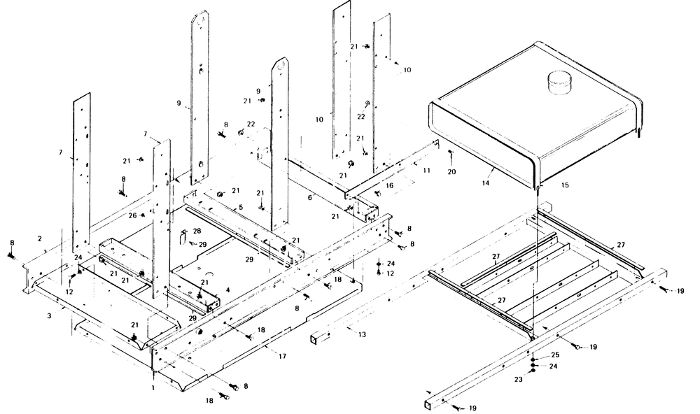 Mounting Base Diagram and Parts List for 6980-0  Generac Generator