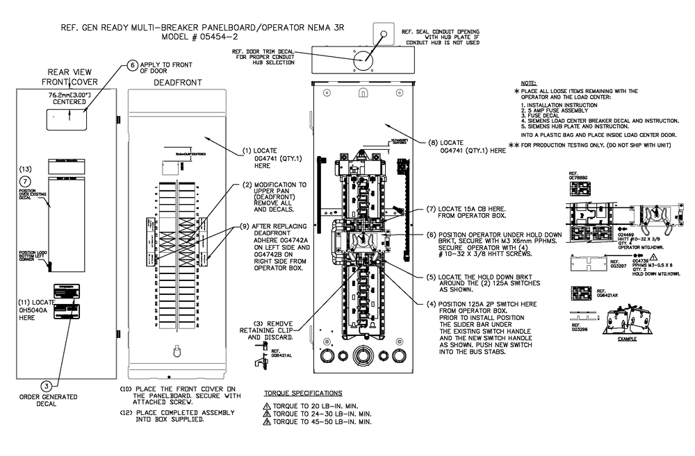 Av Genrdy Multibkr Pb W/Opr 3r Diagram and Parts List for 0054482 (6633908 - 9795453)(2015) Generac Generator