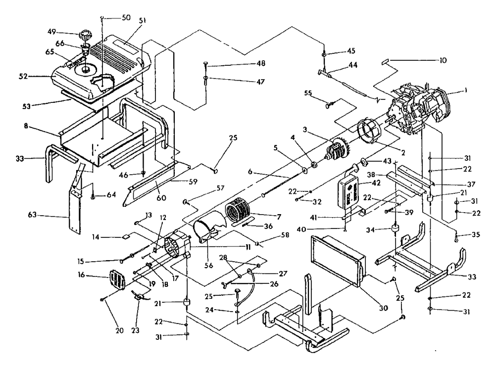 Generator Drawing No. 98527 Diagram and Parts List for GN6500 (0490-0)(0490-0) Generac Generator