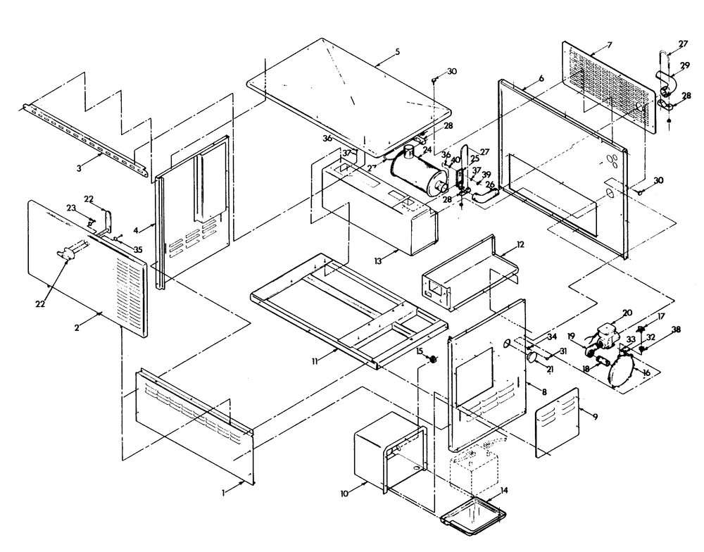 Home Standby Enclosure Diagram and Parts List for 9007-0  Generac Generator