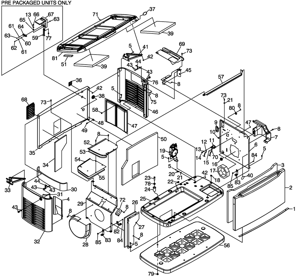 Enclosure Diagram and Parts List for 0059050 (2110V39791 - 2310V39937)(2010) Generac Generator