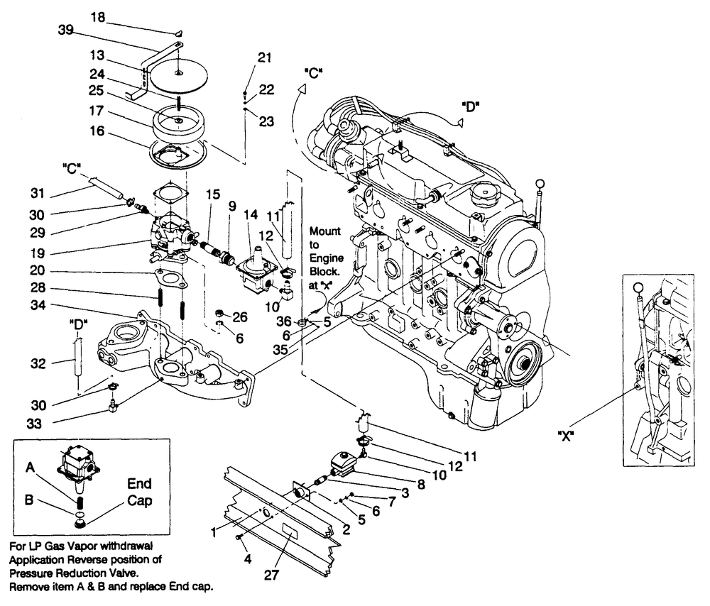 Natural Gas/Lp Vapor Fuel System Diagram and Parts List for 0995-0  Generac Generator