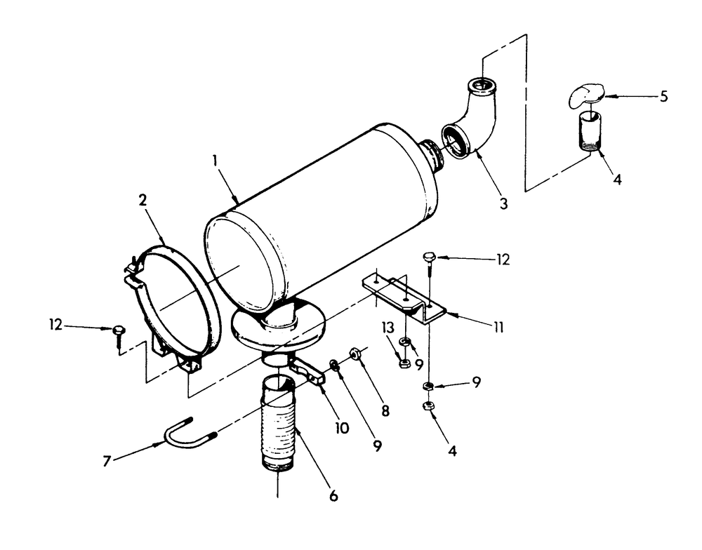 Exhaust Muffler Diagram and Parts List for 9112-7  Generac Generator