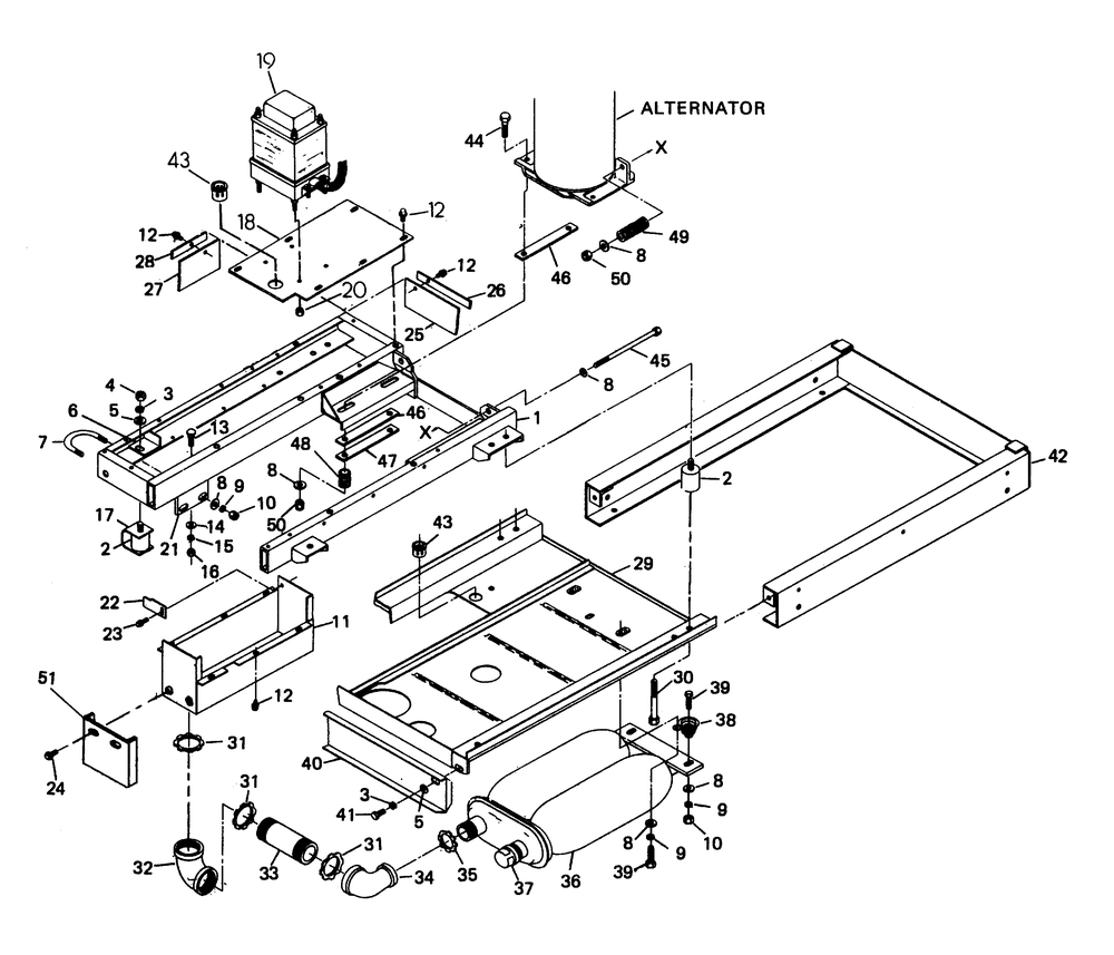 Mounting Base Diagram and Parts List for 6206-6  Generac Generator
