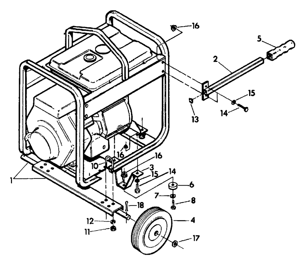 Replacement Parts For Wheel Kit Diagram and Parts List for 4W113A (9163-0)(9163-0) Generac Generator